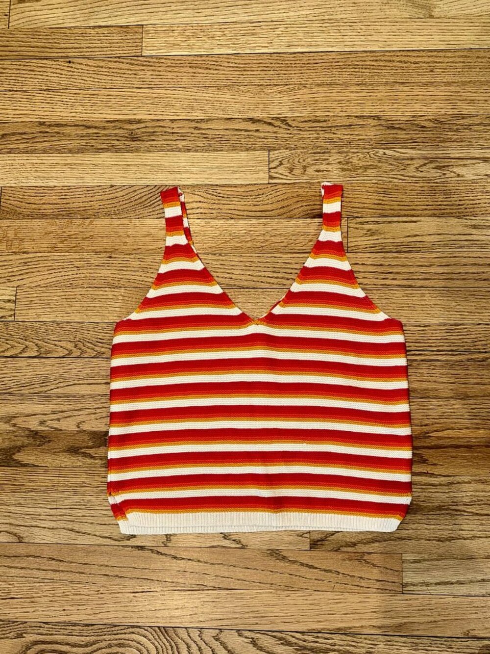 Marine Layer Rainbow Stripe Sweater Tank Red Orange Yellow L